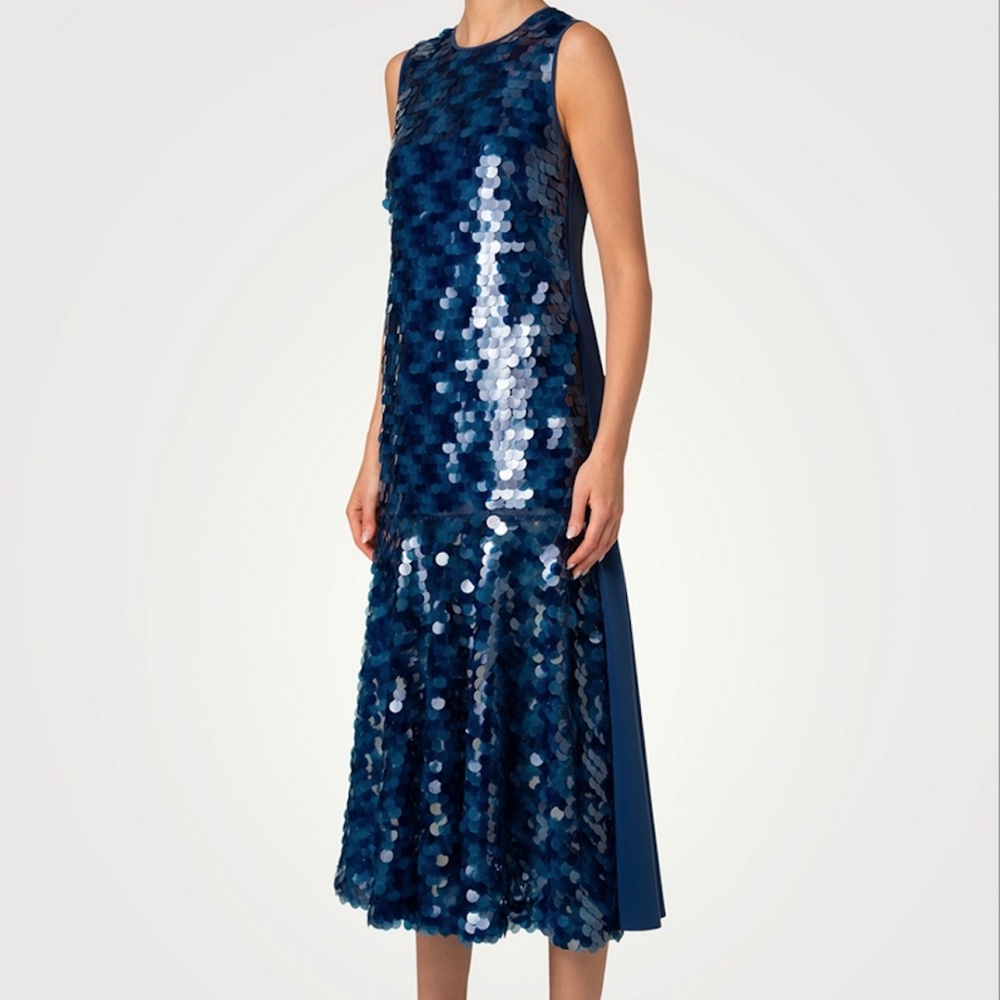 AKRIS PUNTO BLUE SEQUIN DRESS - Picture 2 of 4